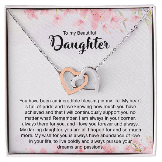 To My Beautiful Daughter | You Are All I Hope -Interlocking Hearts Necklace